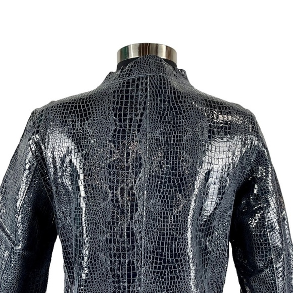 CHICOS KIMBERLY REVERSIBLE STRIKING ANIMAL MIDNIGHT LAVA EMBOSSED LEATHER JACKET - Picture 11 of 16